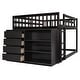 preview thumbnail 14 of 17, Luxury Full over Full Bunk Bed with 4 Drawers, 3 Shelves and Built-in Ladder for Maximized Space, Espresso