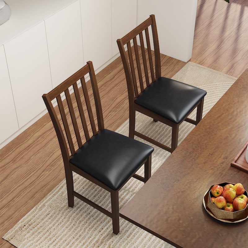 Gymax Wooden Dining Chair Set of 2 w/Rubber Wood Frame & Padded Seat &