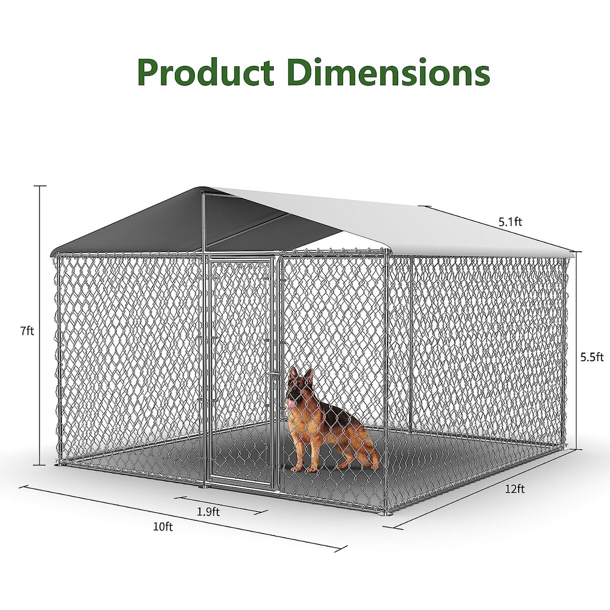 Large Dog Kennel Outdoor Heavy Duty Outdoor Dog Kennel Chain Link Dog Cage Dog Playpen Dogs Run 7.5 7.5 5.6FT