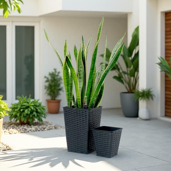 2-Pack Smart Self-Watering Square Planter - Hand-Woven Wicker -  Eco-Friendly, Weather-Resistant with Water Level Indicator - Bed Bath &  Beyond - 44074962