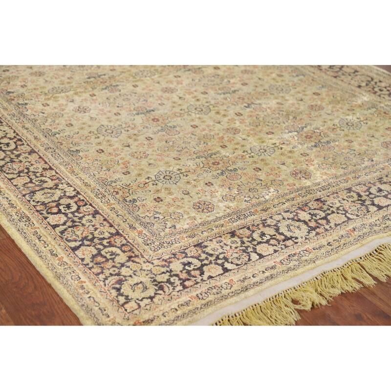 Pre-1900 Antique Silk Farahan Foyer Rug Hand-Knotted Wool Carpet - 4'0" x 6'0"