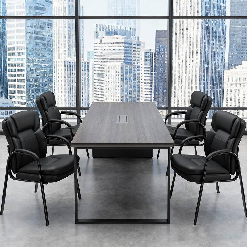 Ergonomic Visitor Chair PU Leather Armrest Steel Frame with Sponge Cushion