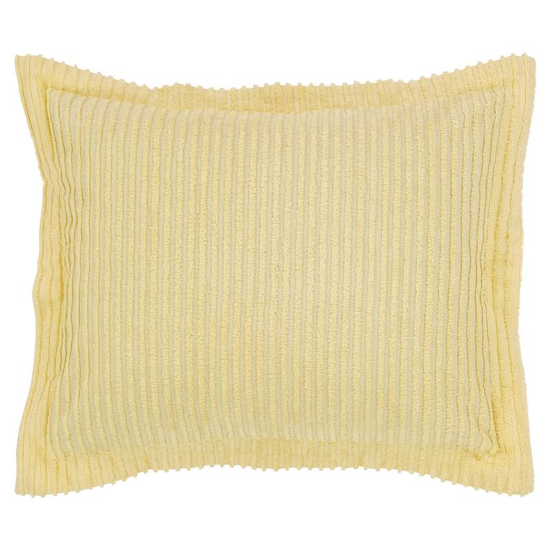 Better Trends Jullian Bold Stripes Design 100% Cotton Tufted Shams Machine Washable Tumble Dry - Yellow - Standard Sham