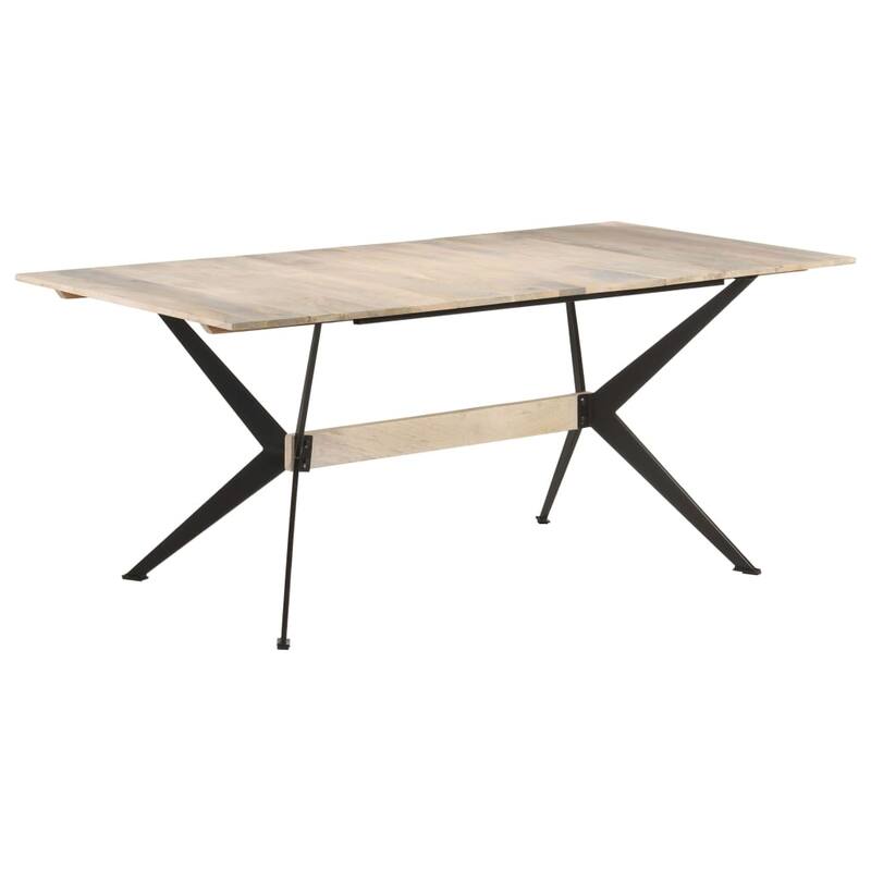vidaXL Dining Table Kitchen Table Dining Room Dinner Table Solid Mango Wood - 70.9"x35.4"x29.9" - Light Brown