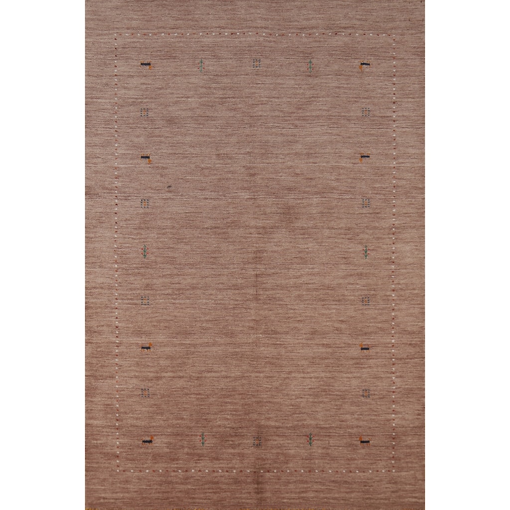Hand Knotted Oriental 100% Wool Carpet Tribal Tribal Brown Gabbeh Area Rug - 7' 10'' X 5' 0''