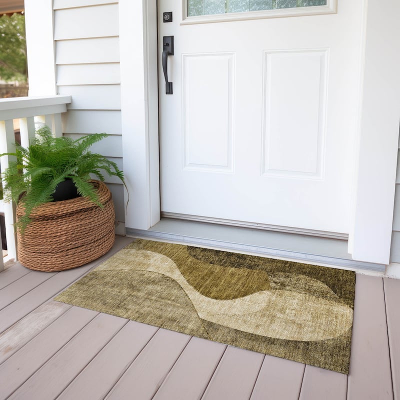 Machine Washable Indoor/ Outdoor Chantille Modern Abstract Rug