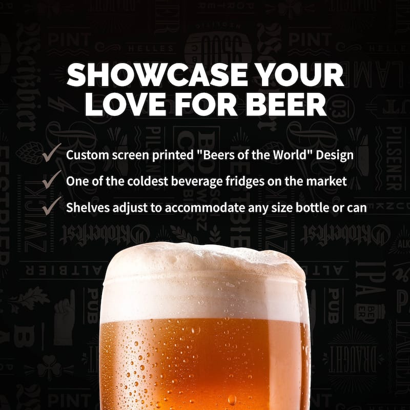 Newair “Beers of the World” Custom Designed Freestanding 126 Can Beer Fridge