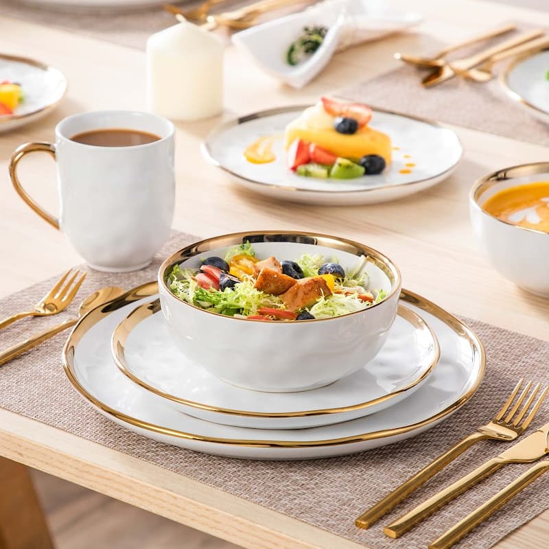 LOVECASA Gold Aura Glossy Porcelain Dinnerware Set