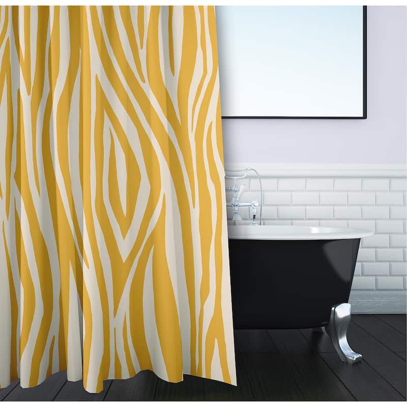 71 x 74-inch Wood Stripedd Geometric Print Shower Curtain