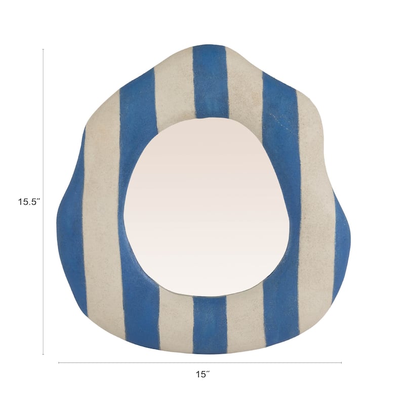 Textured Resin Organic Shaped Striped Wall Mirror - 15.5"L x 1.38"W x 15.13"H