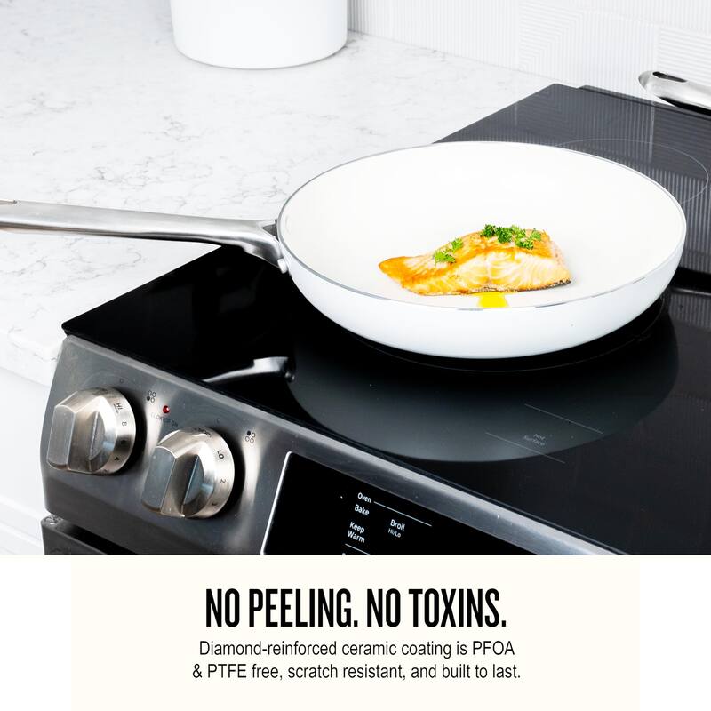 Alva Mobi 8-Piece Nonstick Ceramic Cookware Set - Cannoli Cream