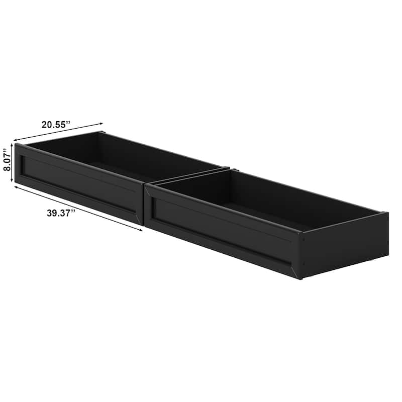 Queen-King-Twin XL Mid-Century Modern Under Bed Storage Drawers