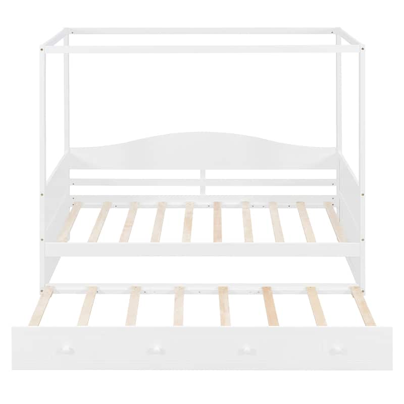 Twin Canopy Daybed with Trundle Bed, Space-Saving Design