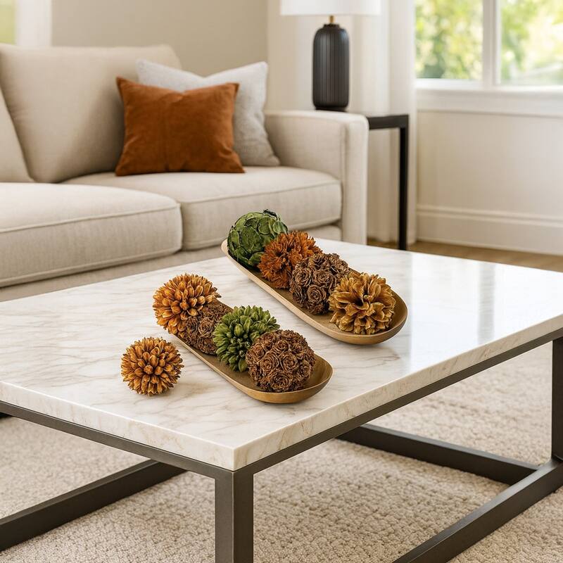 Handmade Preserved Topiary Balls, Set of 9 Decorative Floral Orbs - 4 inch