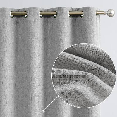 80% Blackout Curtains for Bedroom, Linen Textured Curtains 84 Inch Length 2 Panels Set,Grommet Top Window Treatments