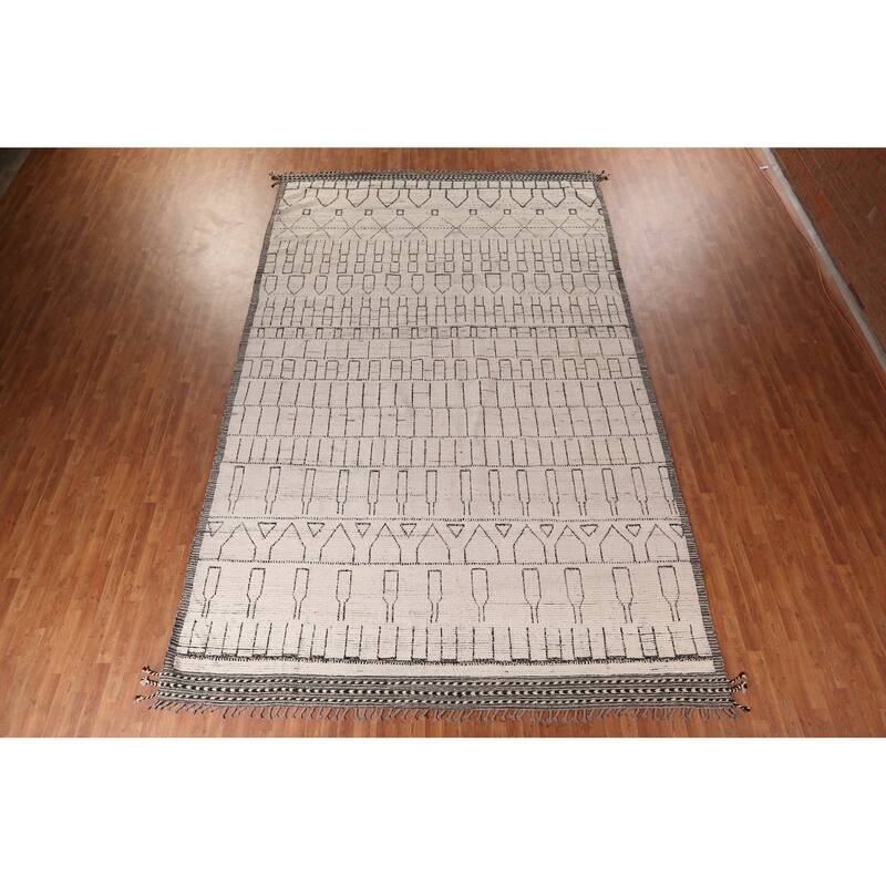 All-Over Trellis Moroccan Large Oriental Rug Hand-Knotted Wool Carpet - 9'11"x 16'0"