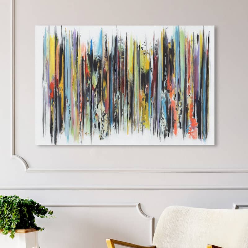 Wynwood Studio Canvas Abstract Doll Memories - Colorful Stripes Yellow and Modern & Contemporary Wall Art Canvas Print - 30 x 45