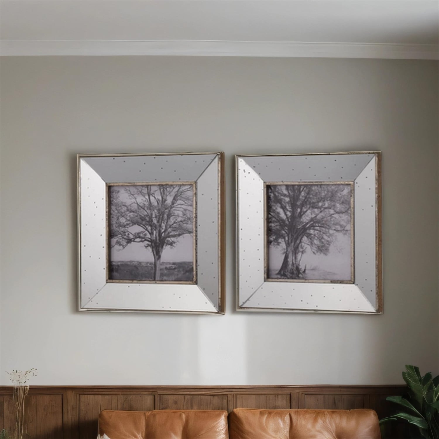 Modern S/2 Vintage Silver Reflective Picture Frames