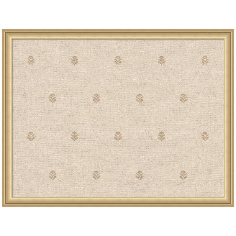 Kate and Laurel Pinboard Beige Botanical Block Print - 26x20 - Florence Gold