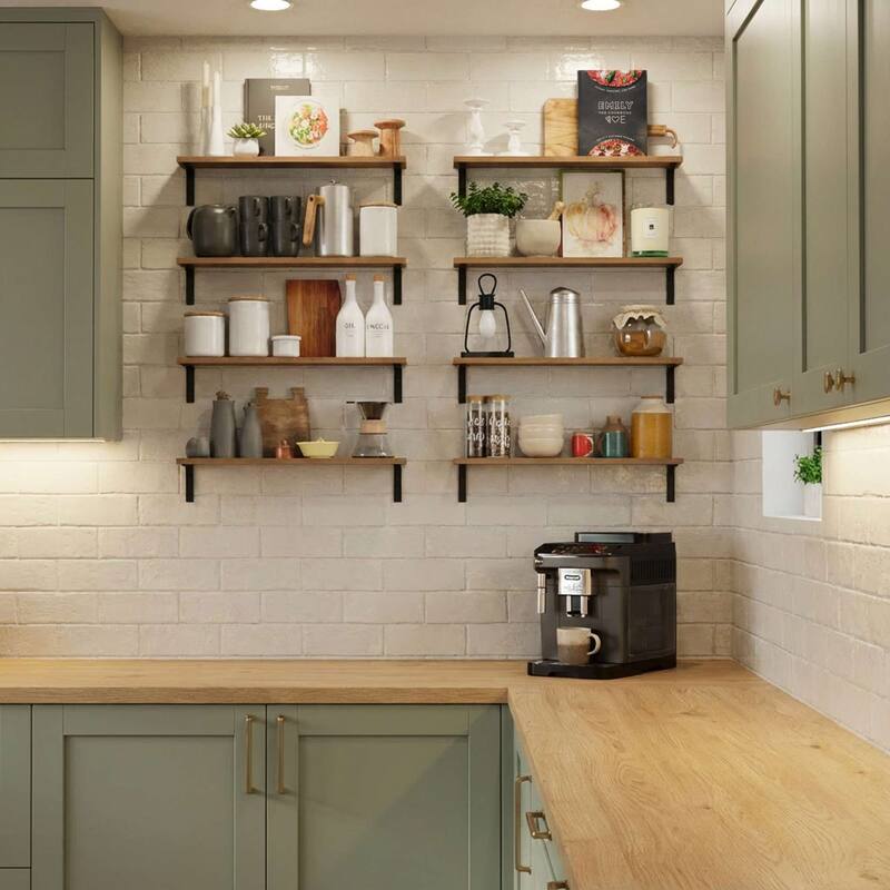 Wallniture Nola 24" Floating Shelves for Wall Decor, Wood Shelves for Living Room, Office, Kitchen Storage Shelves, 14 Pcs