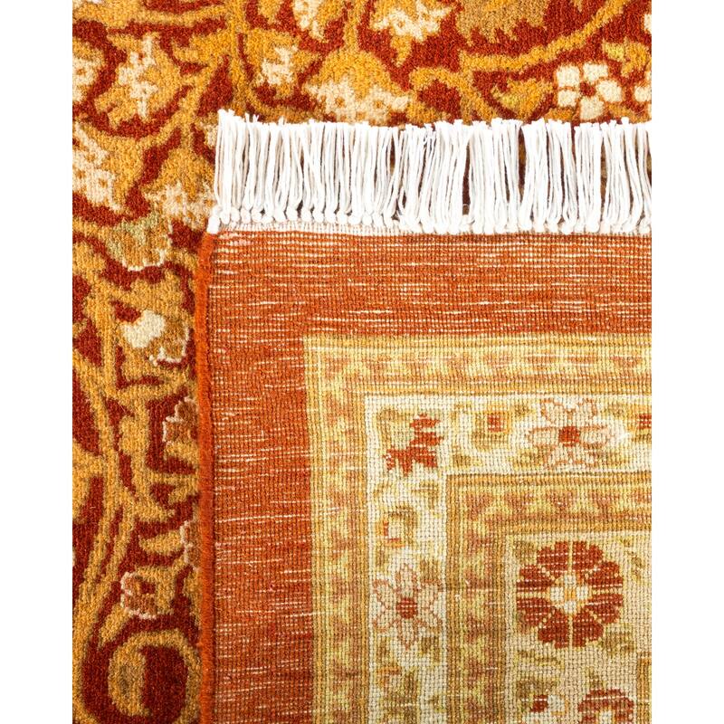Overton Handknotted Wool Traditional Oriental Orange Area Rug - 12' x 18'