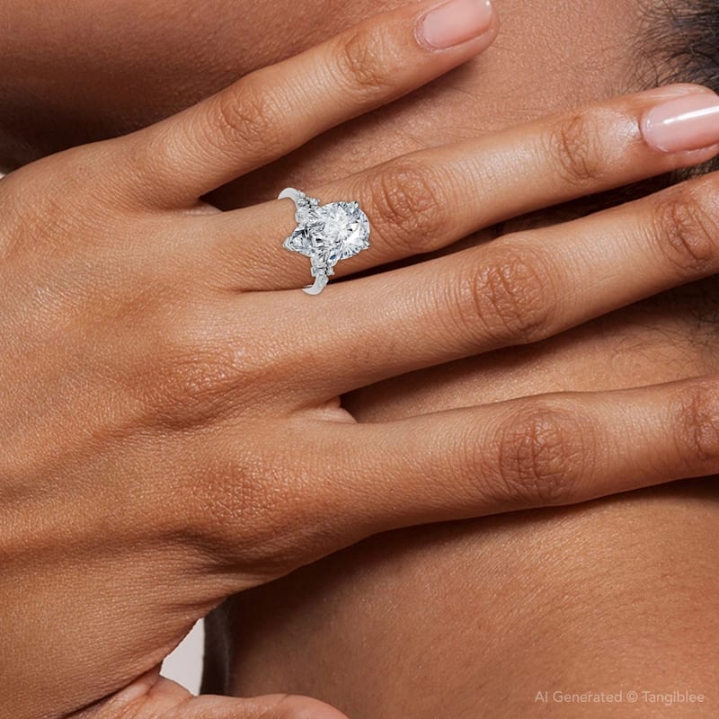 Certified 3 1/3Ct Pear Diamond Engagement Ring Gold or Platinum Lab Grown
