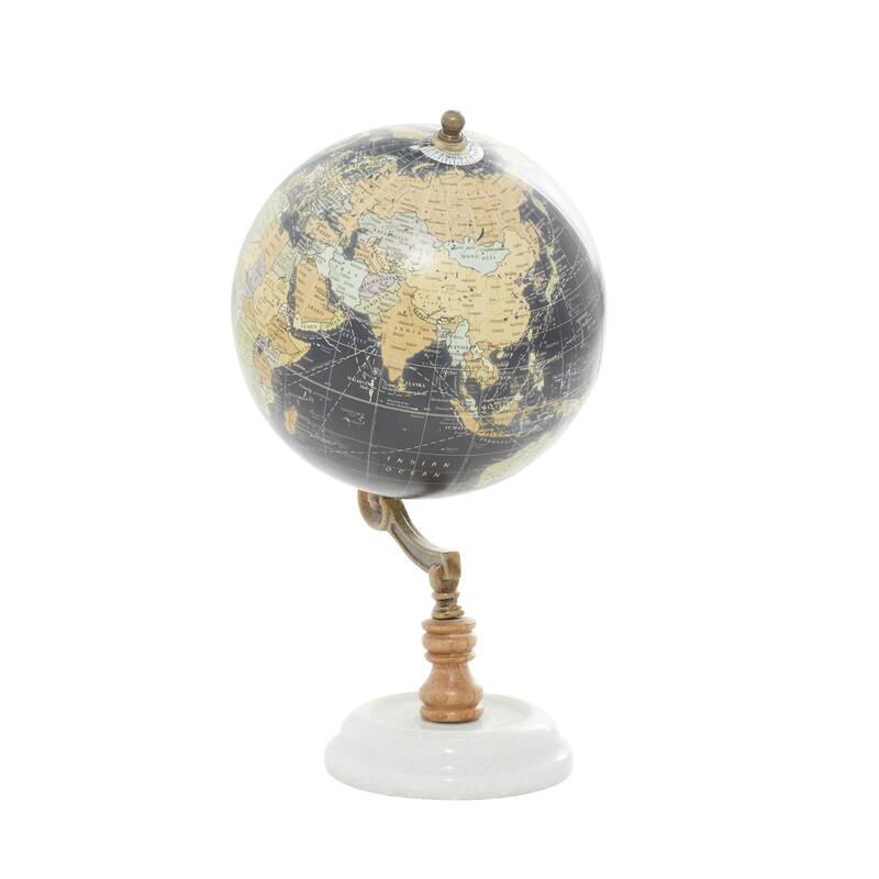 Marble Globe with Marble Base - Teal, White, Black - Roche River Decor