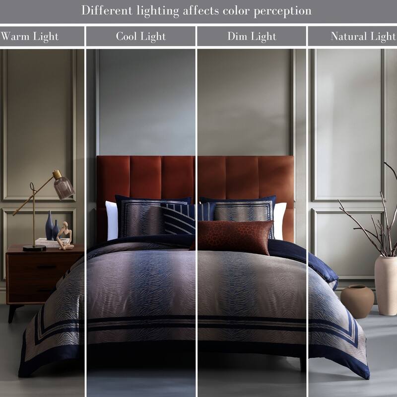 Bebejan Dark Blue Animal Prints 100% Cotton Sateen 5 Piece Reversible Comforter Set