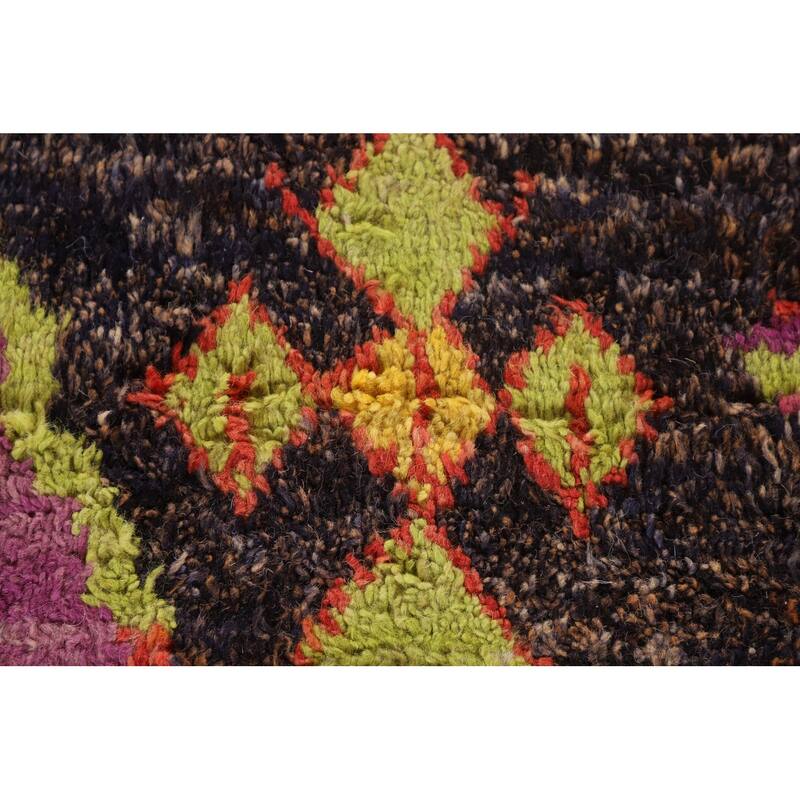 Tribal Plush Moroccan Area Rug Hand-Knotted Wool Carpet - 9'0" x 12'5"