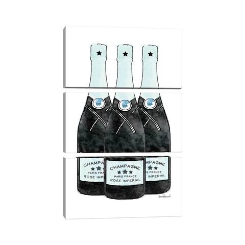 iCanvas "Champagne Teal Three Bottle" by Amanda Greenwood 3-Piece Canvas Wall Art Set