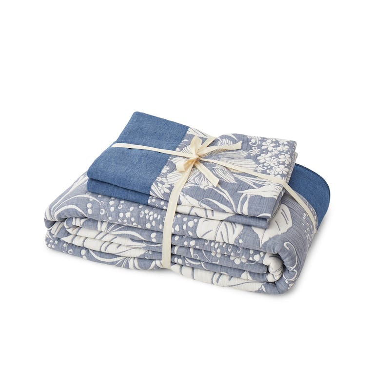 100% Cotton Gauze Double-Layer Floral Jacquard Duvet Cover Set