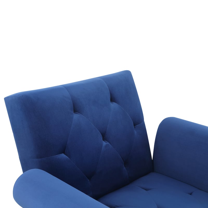 HOMCOM 2-In-1 Chaise Lounge Chair with Thick Padding, Adjustable Backrest, and Wooden Legs