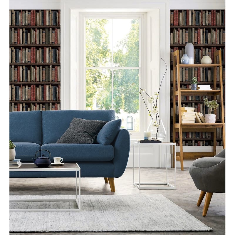 Harry & Grace Faux Bookshelves Peel and Stick Wallpaper