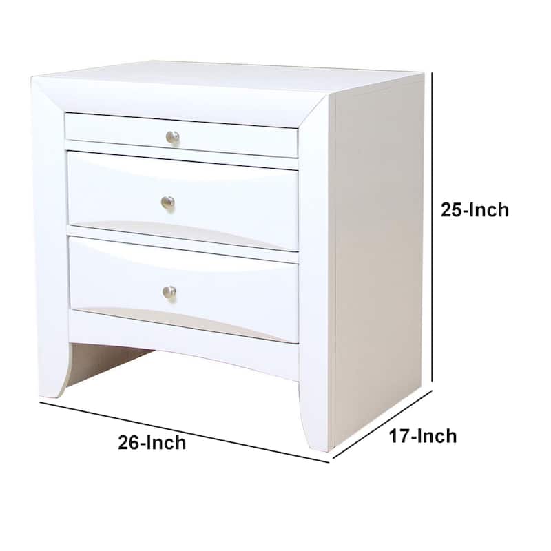 Contemporary 3 Drawer Wood Nightstand