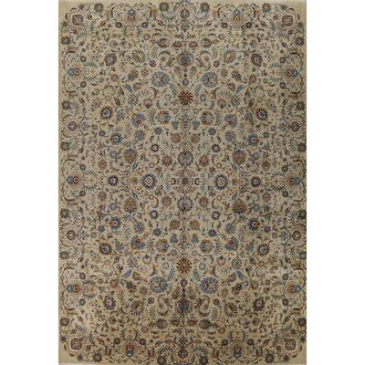 Vegetable Dye Floral Kashan Persian Large Rug Handmade Wool Carpet - 11'0"x 14'11"