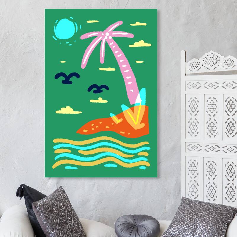 Wynwood Studio Canvas Nautical and Coastal Islands Edge Verde Green and Tropical Wall Art Canvas Print - 45 x 30