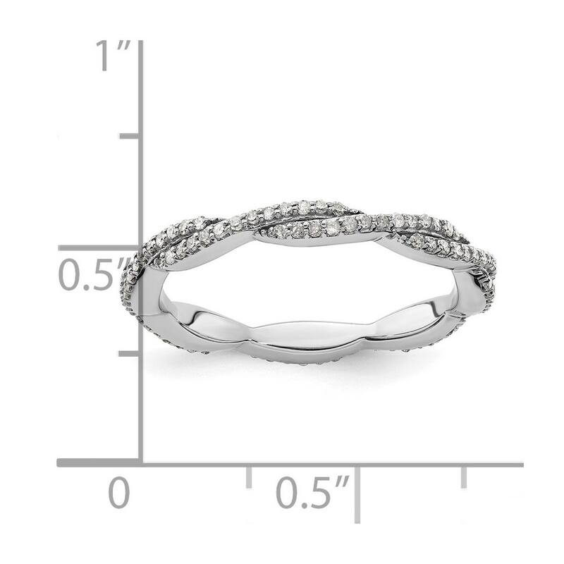 Curata 2.5mm 925 Sterling Silver Prong set Stackable Expressions Polished Diamond Ring