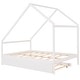 preview thumbnail 5 of 25, Full Size Wooden House Bed With Trundle and Roof for Kids, Boys and Girls