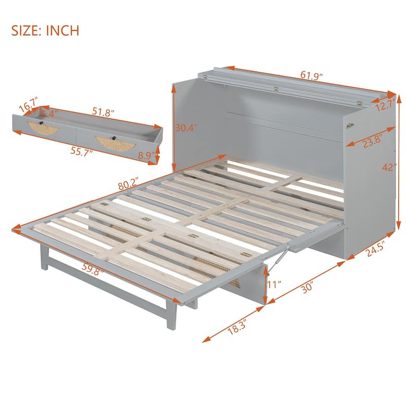 Full Size Murphy Bed with Large Drawer