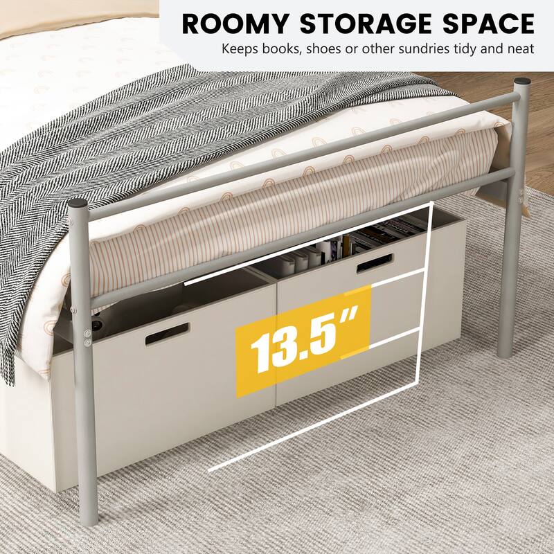 Costway Twin Metal Bed Frame Mattress Foundation No Box Spring Needed