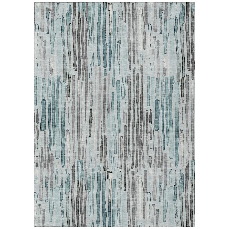 HomeRoots Striped Modern Rectangle Outdoor Rug