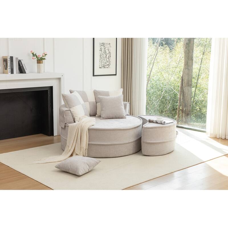 Comfortable Oversized Velvet Armchair with Ottoman and Multiple Pillows for Various Rooms