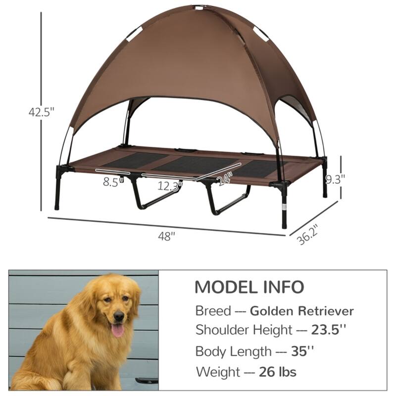 Foldable Elevated Pet Bed with Lightweight Steel Frame Including Travel Bag