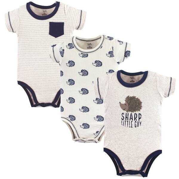 slide 1 of 1, Touched by Nature Baby Boy Organic Cotton Bodysuits 3pk, Hedgehog 0-3 Months - Hedgehog