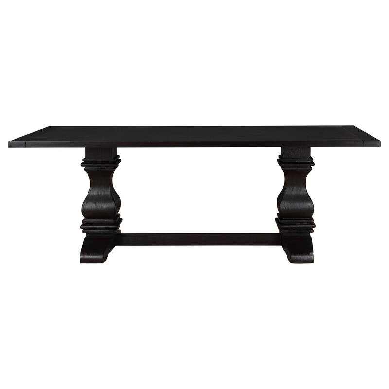 Contemporary Rectangular Dining Table - Double Pedestal Rustic Espresso Finish - 86" Long Table - 86