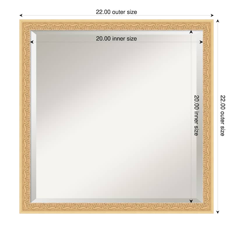 Bethany Beveled Wood Framed Bathroom Vanity Wall Mirror - 22 x 22 in - Bethany Gold