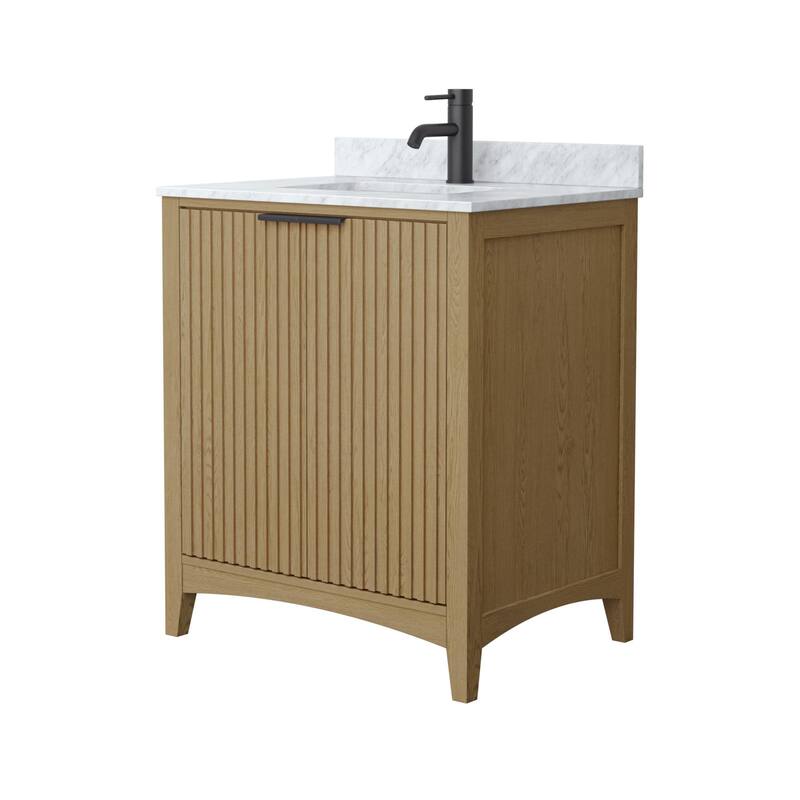 Wyndham Collection WCF9191-30S-CMUNSMXX Palmilla 30" Free Standing - Natural Oak / Matte Black Hardware