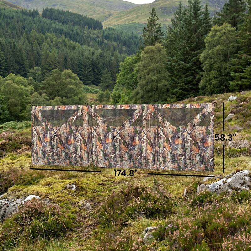 Outsunny Hunting Blind with One-Way View Mesh, 3-Panel Blind See Through with Wind Screen, 3 Storage Pockets