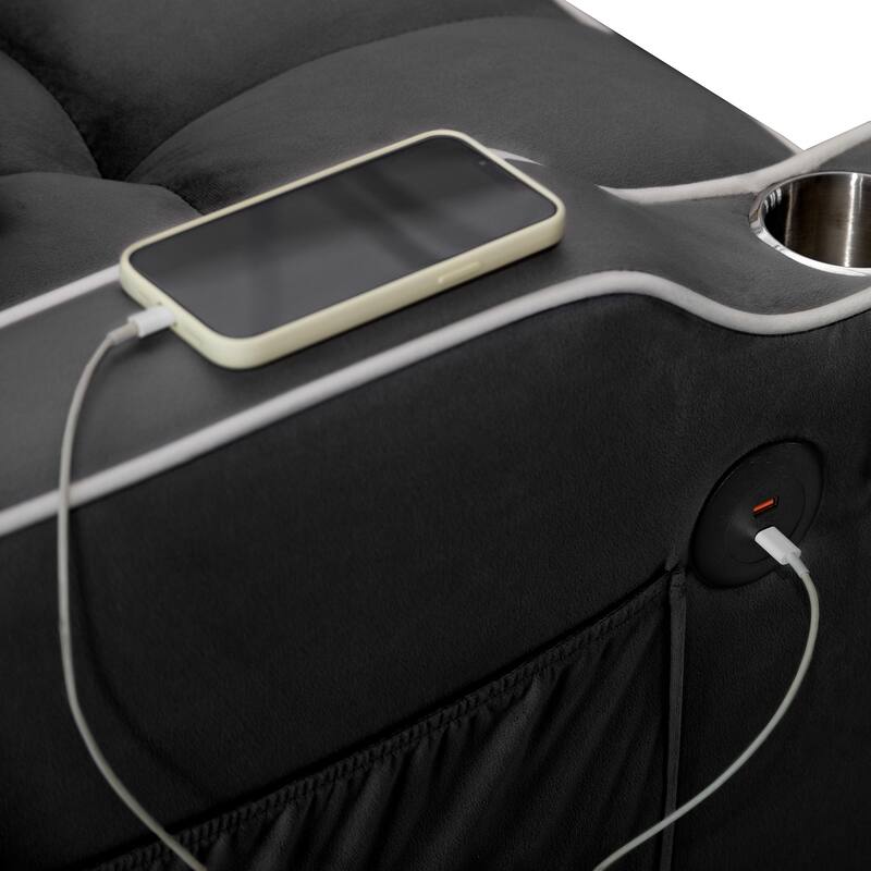 Convertible Single Chair Bed, Sleeper Sofa Bed with Phone Holder & USB Ports,Pull Out Couch Bed with Adjustable Recliner