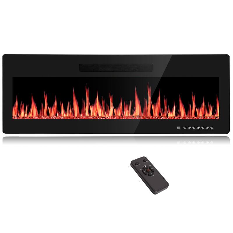 Electric Fireplace Insert, 750/1500W Electric Heater, Adjustable Flame Color, Remote Control, Timer - 68 IN